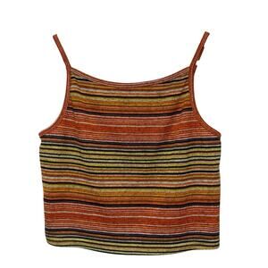 Shein Orange Striped Crop Tank Top, Women’s Small